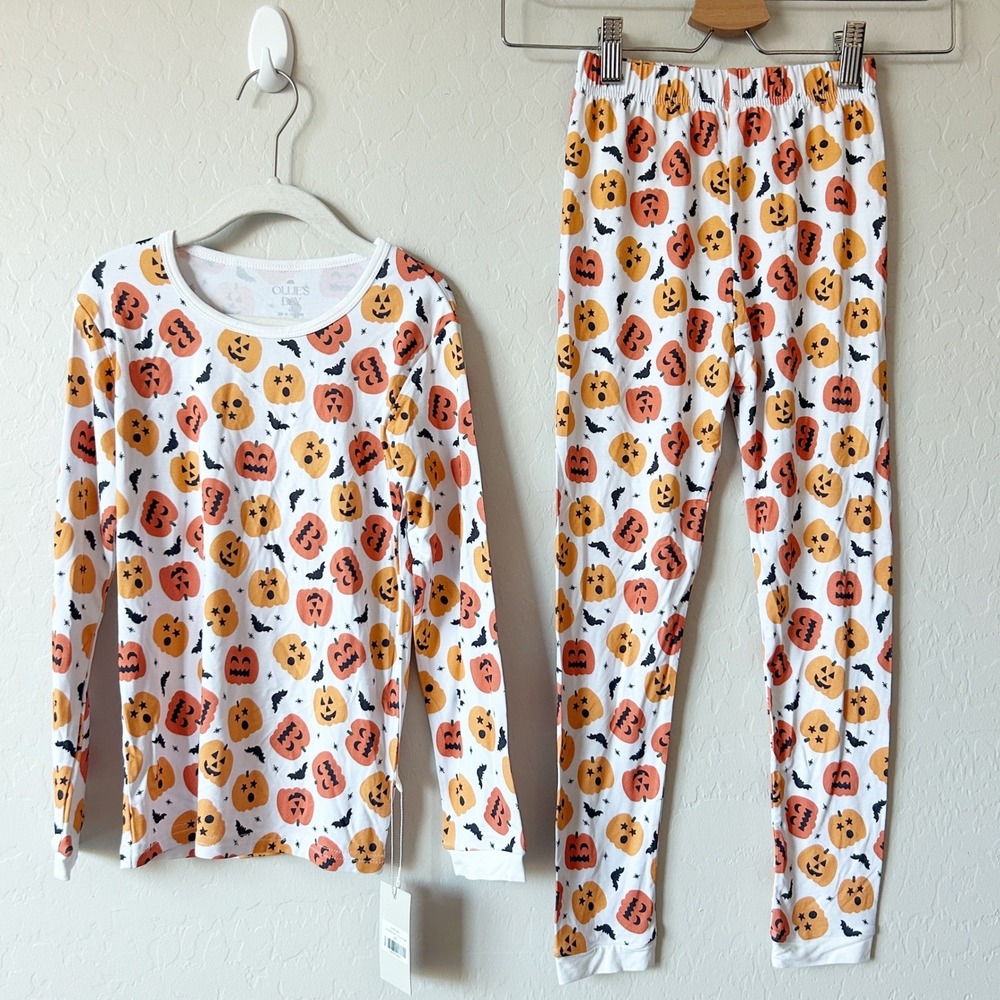 NWT Ollie's Day Kids Halloween Trick or Treat Pumpkin Bamboo Pajama Set Size 6T‎